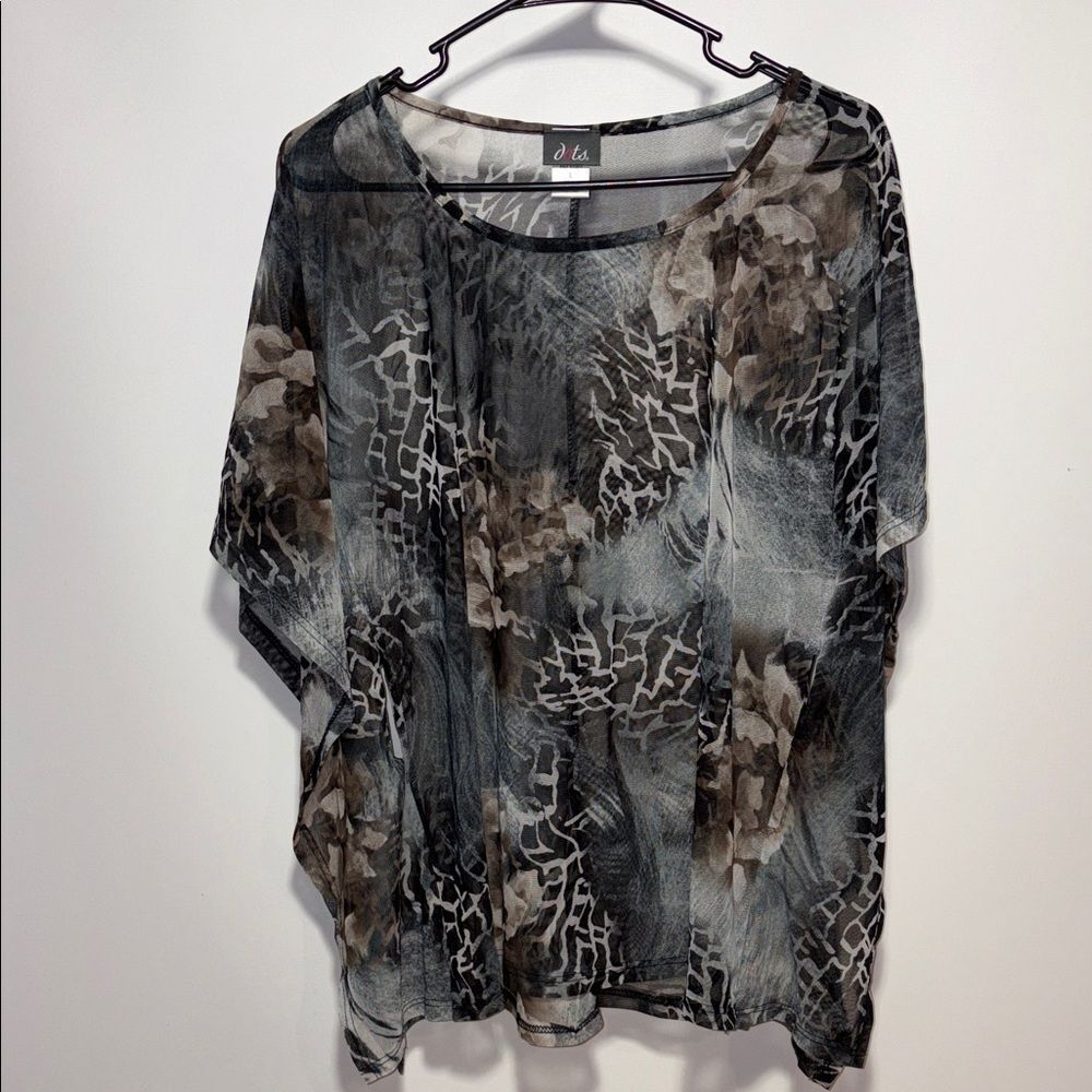Dots Women's Sheer Blouse - Black and Brown
